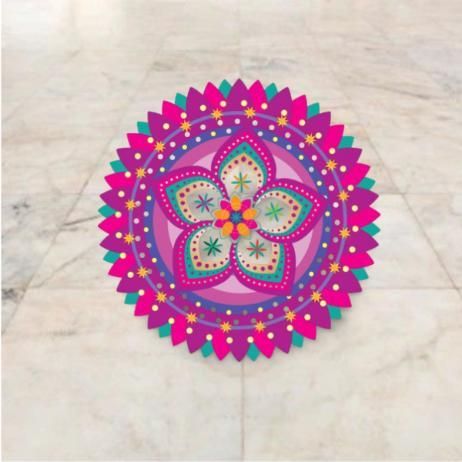 Diwali Rangoli Stickers Pink Design